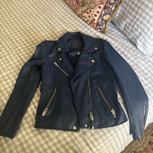 Blanknyc Women's Faux Blue Leather Moto Jacket